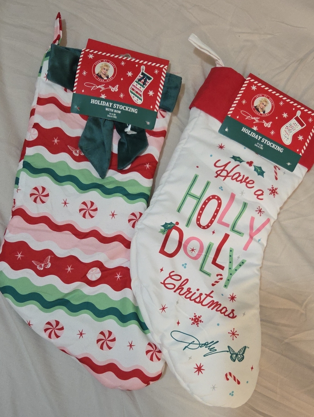 Dolly Parton NWT 2 Christmas Holiday Stocking Duo